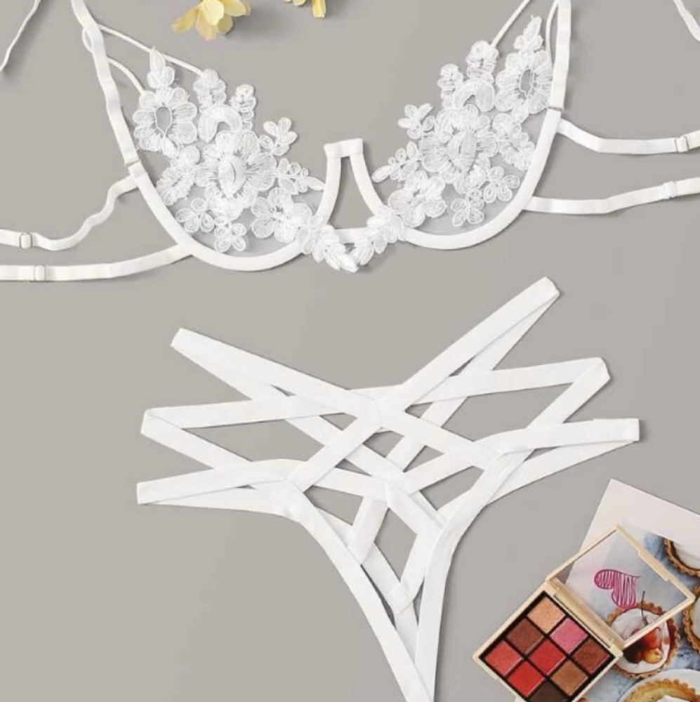 Brand new, never worn, white lace lingerie set